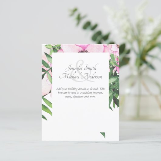 Pink Blush Mint Wedding Details Karten (Stehend Vorderseite)