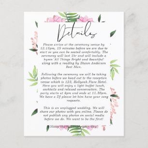 Pink Blush Mint Wedding Details Karten