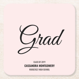 Pink Blush Modern Graduation Party Rechteckiger Pappuntersetzer