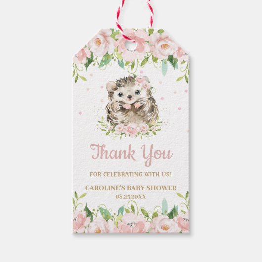 Pink Blush Niedlicher Igel Vielen Dank Geschenkanhänger (Vorderseite)