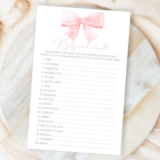 Pink Blush Pastel Bow Baby Word Scramgame