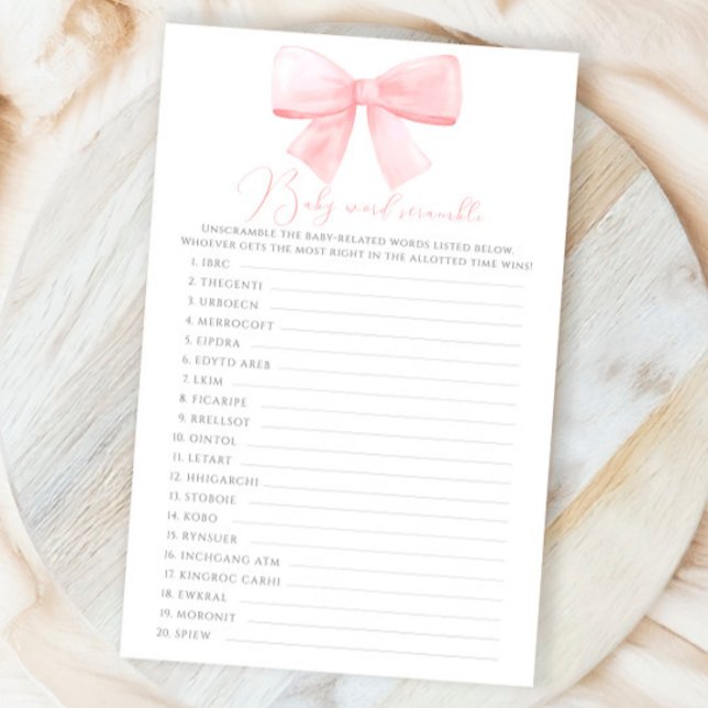 Pink Blush Pastel Bow Baby Word Scramgame (Von Creator hochgeladen)