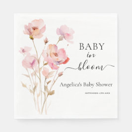 PINK BLUSH PASTEL WATERCOLOR ROSE SERVIETTE