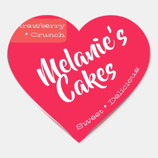Pink Blush Peach Custom Bakery Cake Packung Herz-Aufkleber (Vorderseite)