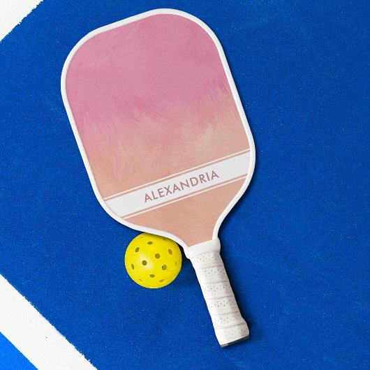 Pink Blush Peach Stilvoll Dreamy Abstrakt Chic Nie Pickleball Schläger