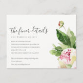 PINK BLUSH PEONY EUCALYPTUS FLORAL WEDDING DETAILS BEGLEITKARTE (Vorderseite)