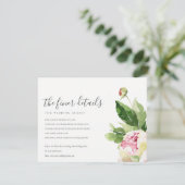 PINK BLUSH PEONY EUCALYPTUS FLORAL WEDDING DETAILS BEGLEITKARTE (Stehend Vorderseite)
