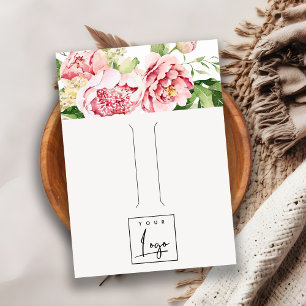 Pink Blush Peony Floral Logo Hairclip Display Visitenkarte