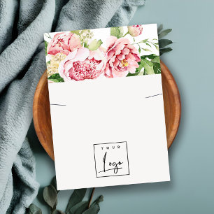 Pink Blush Peony Floral Logo Necklace Display Visitenkarte