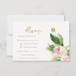 Pink Blush Peony Floral Wasserfarbe Hochzeit Rsvp