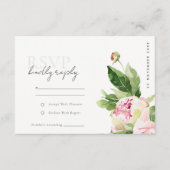 PINK BLUSH PEONY FLORAL WATERCOLOR WEDD RSVP BEGLEITKARTE (Vorderseite)