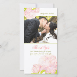 Pink Blush Peony Wedding Danke Foto Card
