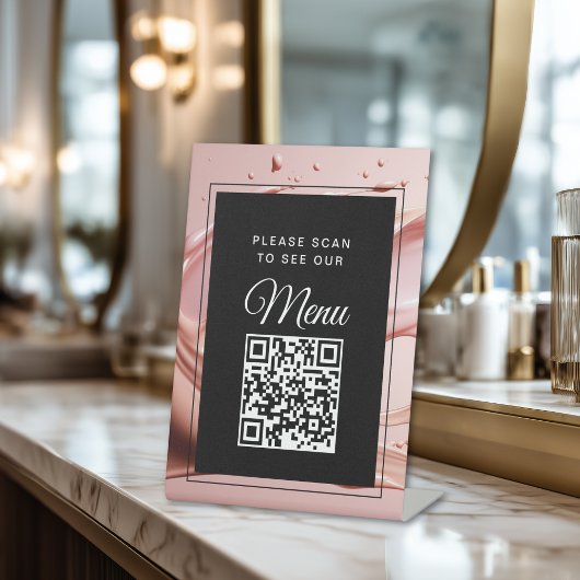 Pink Blush QR Code Digital Menu Sockelschild
