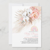 Pink Blush Rainbow Pampas Grass Baby Shower Girl Einladung (Vorderseite)