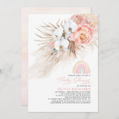 Pink Blush Rainbow Pampas Grass Baby Shower Girl Einladung (Vorne/Hinten)