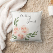 Pink Blush Romantische Namen Keepake Hochzeit Kissen (Decke)