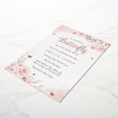 Pink Blush Rose Butterfly Babydusche Folieneinladung (Gedreht)
