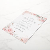 Pink Blush Rose Butterfly Wedding Folieneinladung (Gedreht)