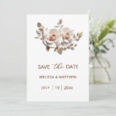 Pink Blush Rose Gold Roses 3D Flowers Save The Date (Stehend Vorderseite)