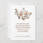 Pink Blush Rose Gold Roses 3D Flowers Save The Date (Rückseite)