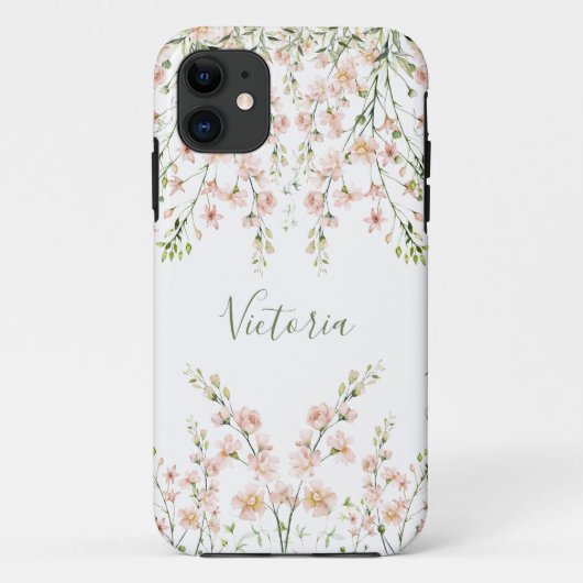 Pink Blush Sage Blumenzellenschrift Script-Wildblu Case-Mate iPhone Hülle (Rückseite)