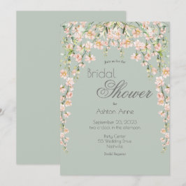 Pink Blush Sage Green Floral Wildblumen Bridal Einladung