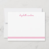 Pink Blush Script Triple Stripe Modern Trendy Mitteilungskarte (Vorderseite)