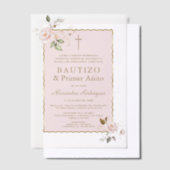 Pink Blush Spanisch 1. Geburtstag Taufe Pergament Einladungen (Versetzt)