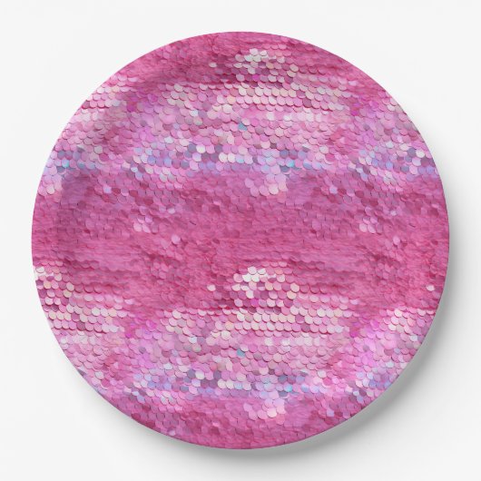 Pink Blush Sparkle Meerjungfrau Pappteller (Vorderseite)