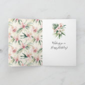 Pink Blush Stripes Orchid Sea Turtle Birthday Karte (Innenseite)