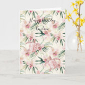 Pink Blush Stripes Orchid Sea Turtle Birthday Karte (Gelbe Blume)