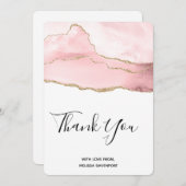 Pink Blush Tor mit Gold Ribbon Vielen Dank Dankeskarte (Vorne/Hinten)