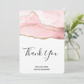 Pink Blush Tor mit Gold Ribbon Vielen Dank Dankeskarte (Stehend Vorderseite)