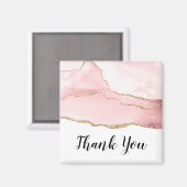 Pink Blush Tor mit Gold Ribbon Vielen Dank Magnet (Vorderseite/Rückseite)