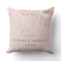 Pink Blush Uni Graduate Glitzer Throw Kissen