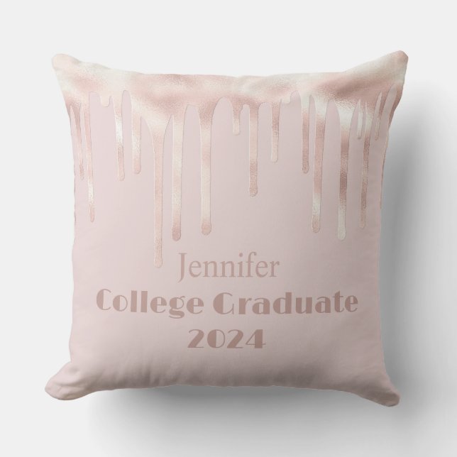 Pink Blush Uni Graduate Glitzer Throw Kissen (Vorderseite)