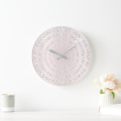 Pink Blush Vip Grau Silver Diamond Infinity Gemmes Große Wanduhr (Zuhause)