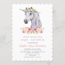 Pink Blush Wasserfarbe Einhorn Girl Babydusche