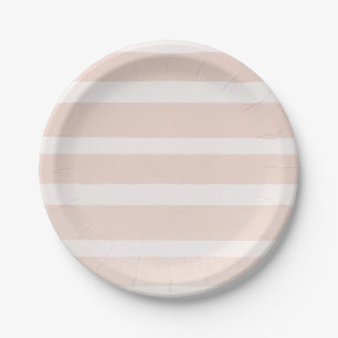 Pink Blush & White Modern Chic Stripes Pappteller