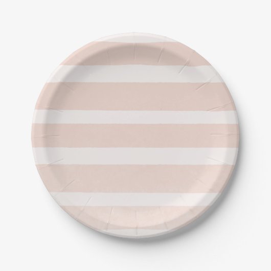 Pink Blush & White Modern Chic Stripes Pappteller (Vorderseite)