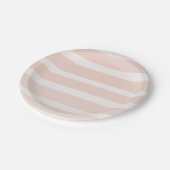 Pink Blush & White Modern Chic Stripes Pappteller (Schrägansicht)