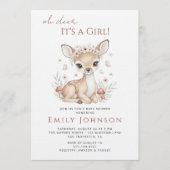 Pink Blush Woodland Deer Girl Baby Shower Einladung (Vorderseite)