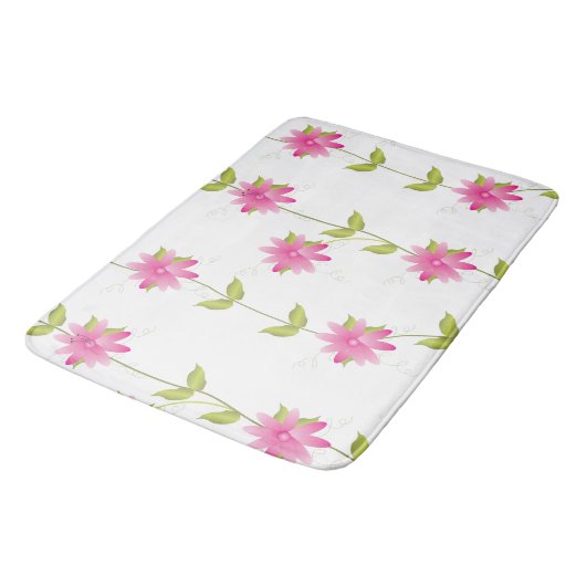 Pink-Blüten Badematte (Schrägansicht)