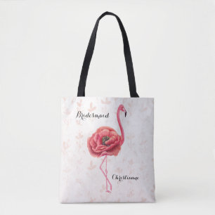 Pink Blütenblühende Flamingo Bridesmaid Hochzeit Tasche