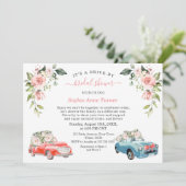 Pink blütenfarbenes Brautparty durch Einladung (Stehend Vorderseite)