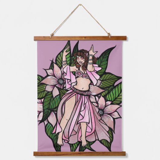 Pink Bly Dancer Shimmy Wandteppich Mit Holzrahmen (Vorderseite)