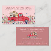 Pink Boarding LKW Blume Hunde Katzen Haustier Visitenkarte (Vorne/Hinten)
