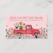 Pink Boarding LKW Blume Hunde Katzen Haustier Visitenkarte (Vorderseite)