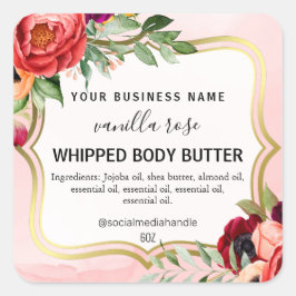 Pink Body Butter Labels Quadratischer Aufkleber