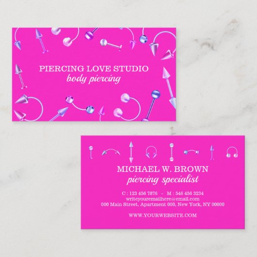 Pink Body Juwelier Handwerk Piercing Visitenkarte (Vorne/Hinten)